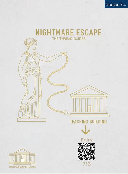 Greek mythology Ariadne entry poster with QR code — the primary entry point