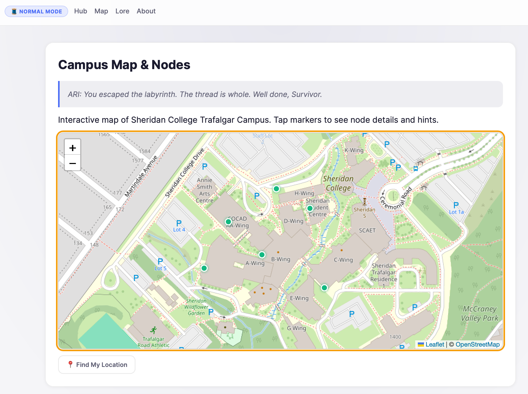 Web hub puzzle node screen