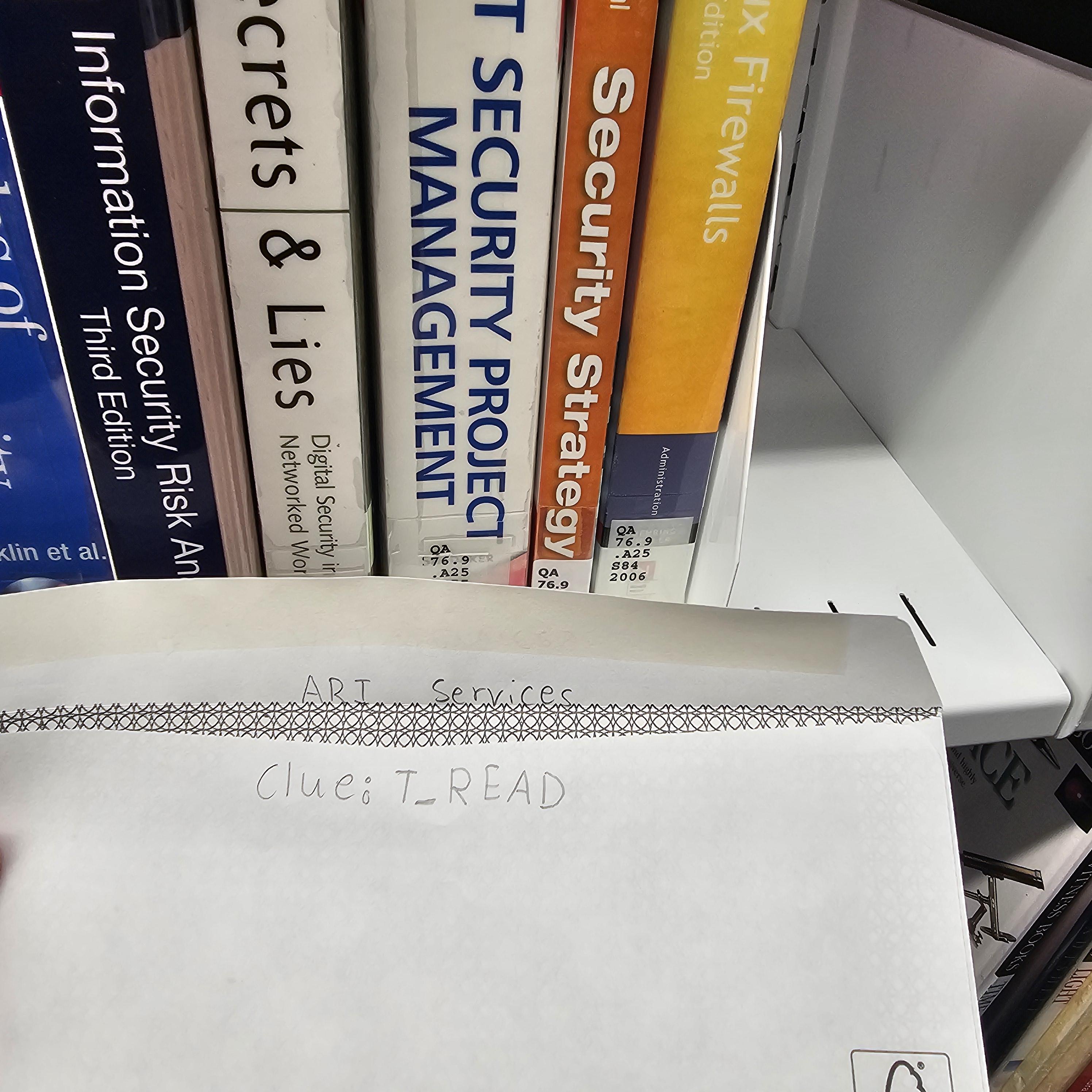 Envelope detail showing handwritten clue