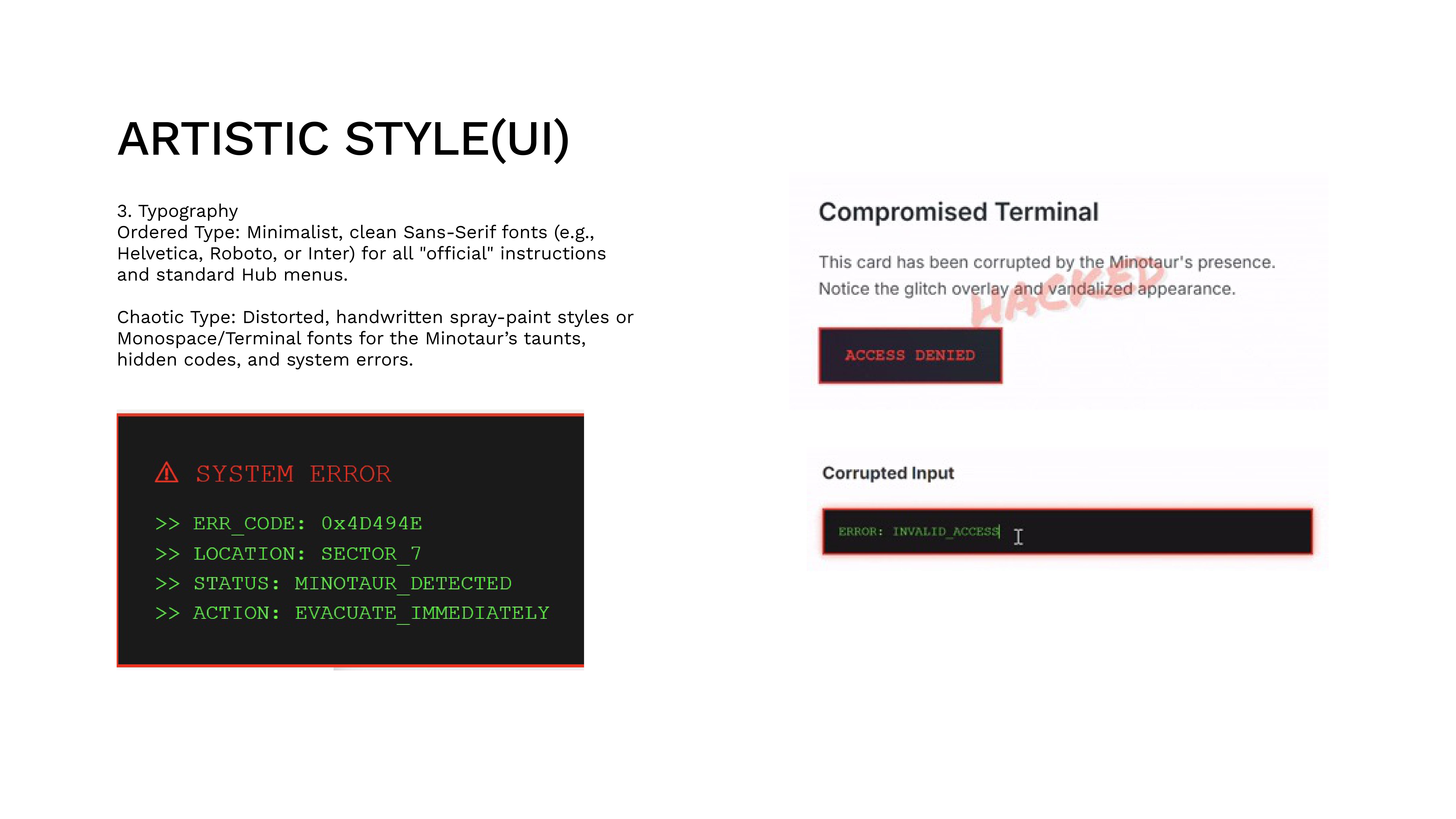 Typography system showing ordered and chaotic type